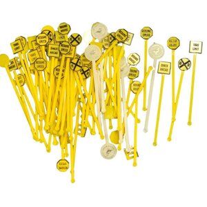 Vtg Drink Stirrer Swizzle Stick Street Signs Railroad Travel Trucker Lot of 75+